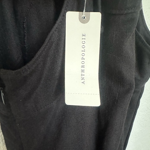 Anthropologie Midi Black Strappy Modern Pinafore Cotton Blend Apron Dress Size 8 - Picture 12 of 15